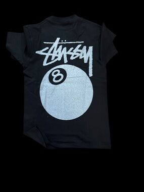 Black Short Sleeve T-Shirt with Silver 8-Ball Graphic